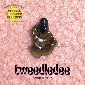 TweedleDee Natural Mushroom Single Stud Earring